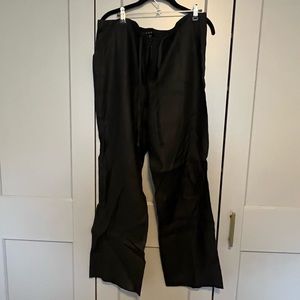 Theory size large linen drawstring pants with button up pant leg